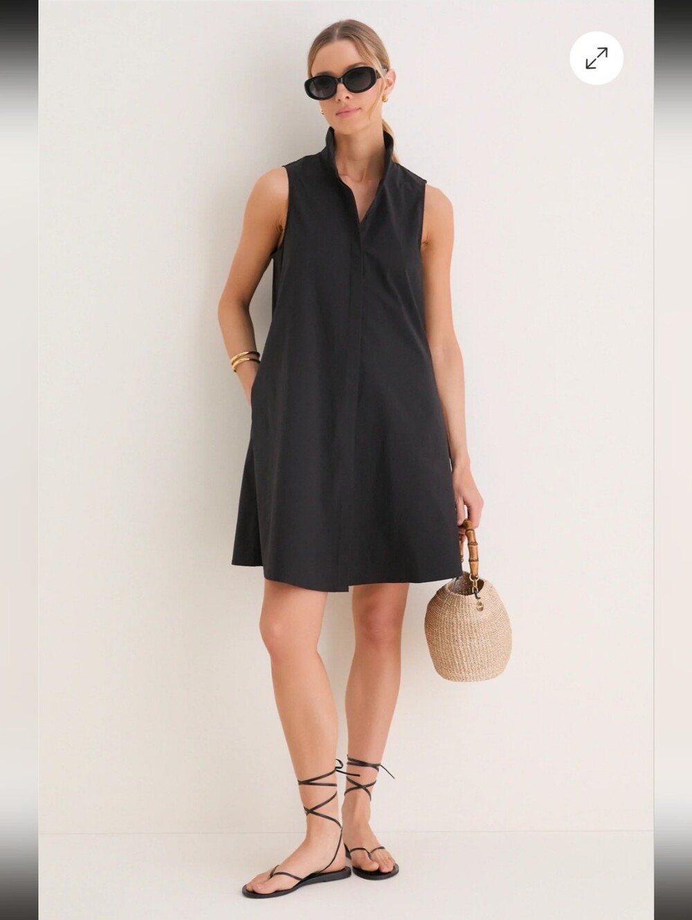 Tuckernuck Black Sleeveless Charlie Dress Large Minimalist Quiet Luxury